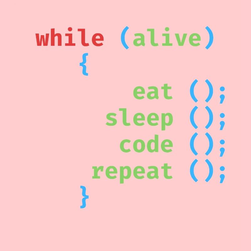 WHILE ALIVE EAT SLEEP CODE REPEAT