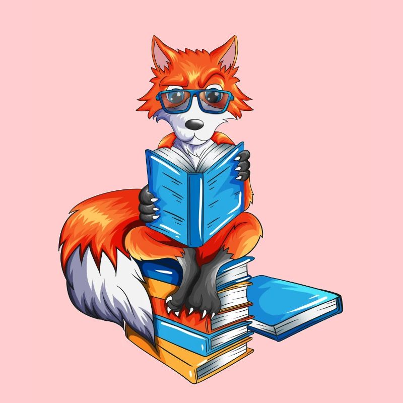 Fuchs Nerd Bücher lesen Leseratte Bibliothek Buch