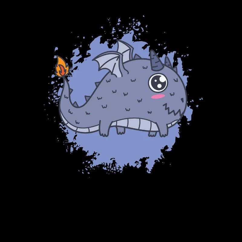 dicker Kawaii Drache Schweif brennt