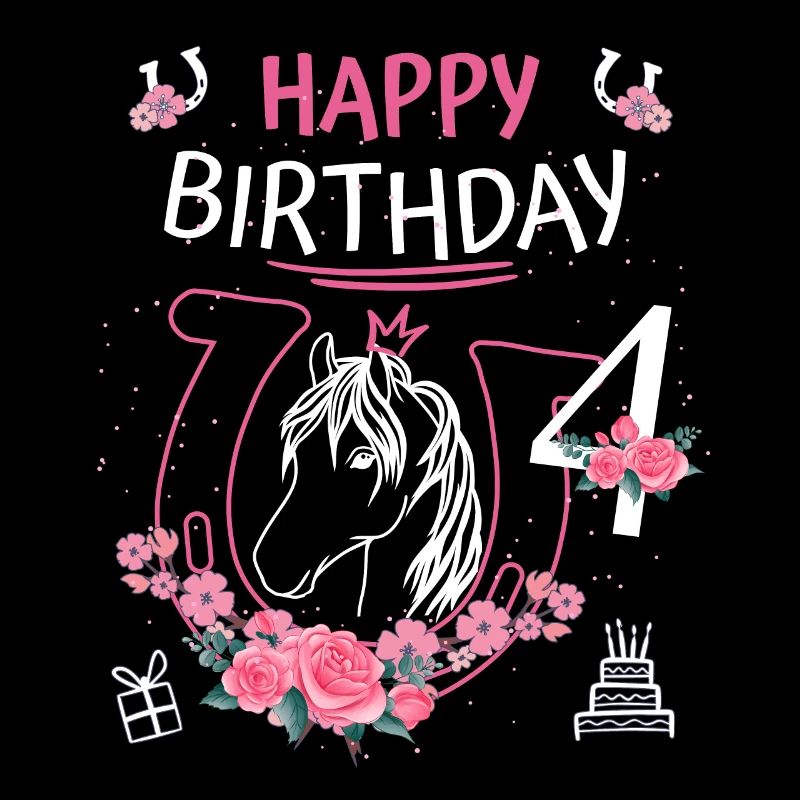 Pferde Geburtstag - Mädchen reiten Hufeisen 4