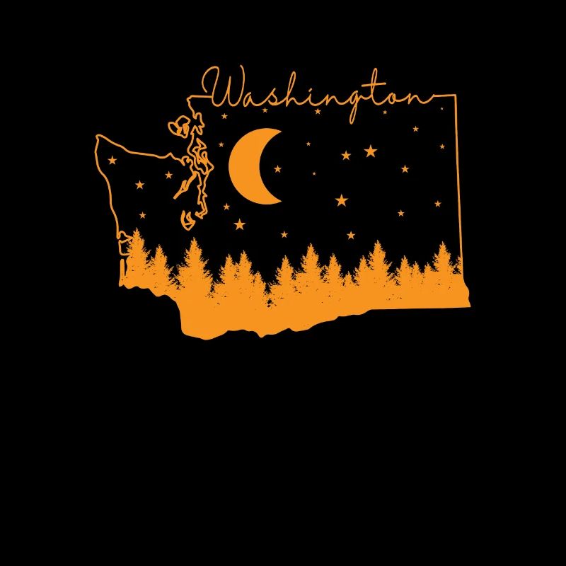 Washington Map Outline with Skyline USA