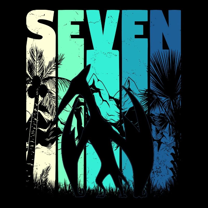 Ptérodactyle 7 ans garçon 7ème anniversaire rétro