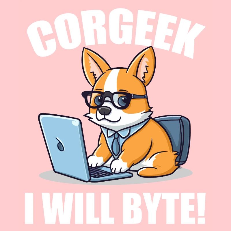 Corgi with glasses I Will Byte computer geek Corgeek