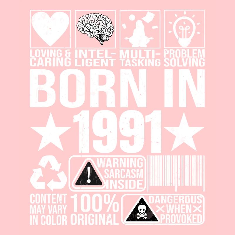Born In 1991 Content Warning Label Barcode