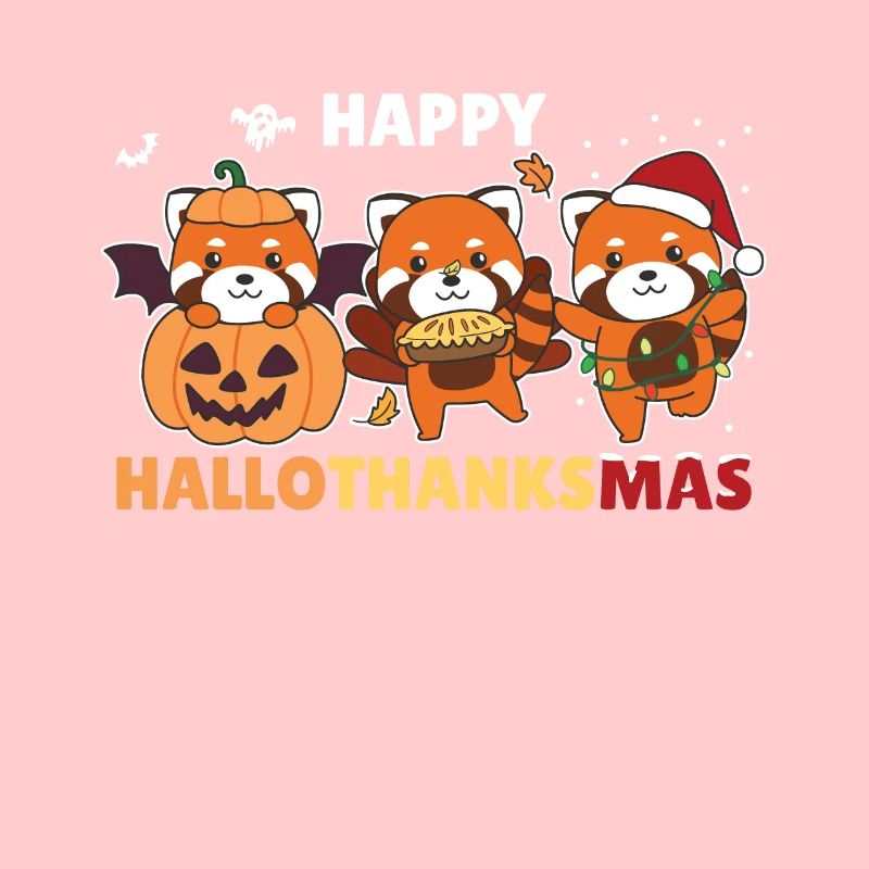 Joyeux Hallothanksmas Pandas De Noël Panda Rouge