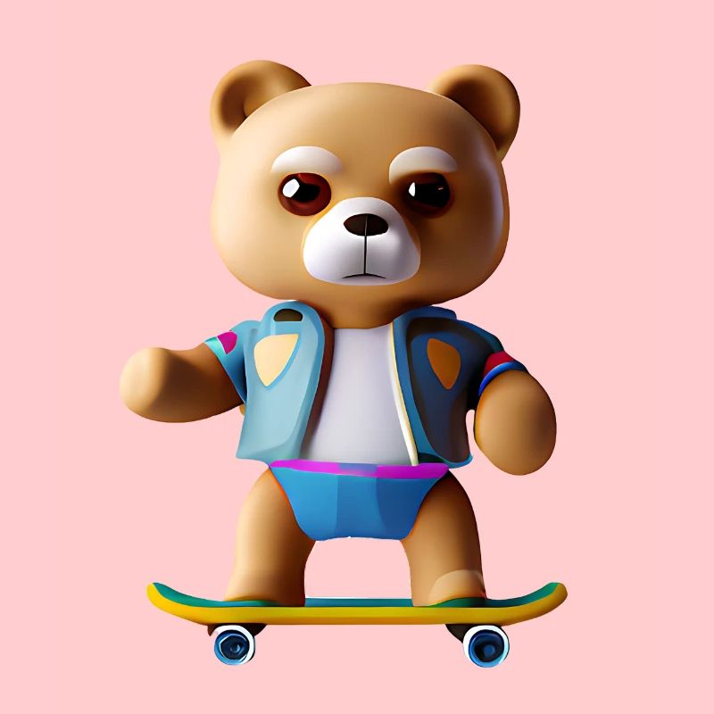 Cool bear on skateboard - Casual style