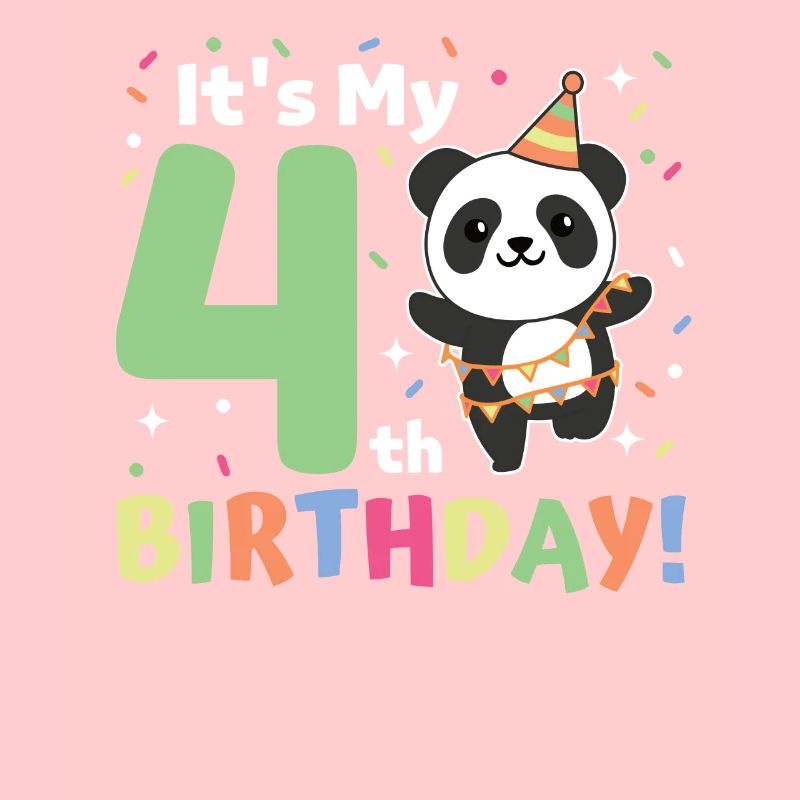 Panda zum 4. Geburtstag Kinder vier Jahre alt