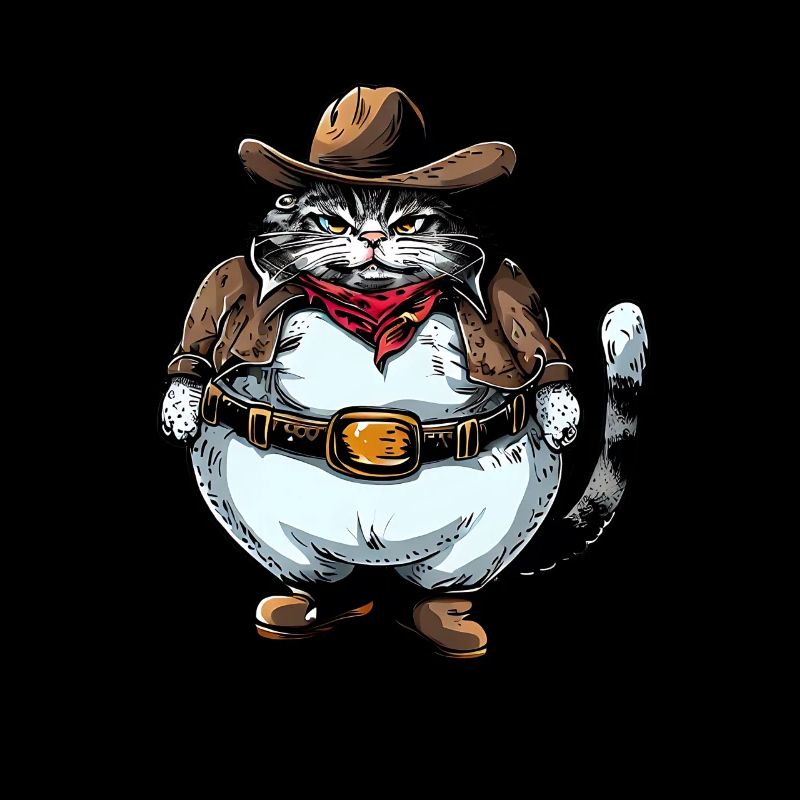 Fette Cowboy Katze