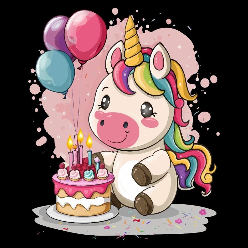 Einhorn feiert Geburtstag mit einer Torte