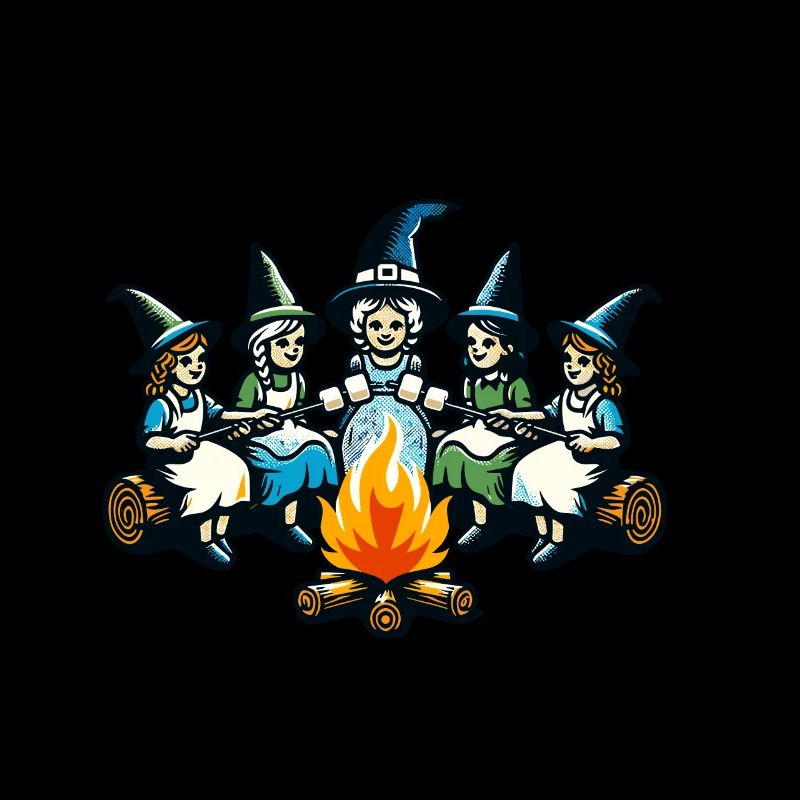 Camping Lagerfeuer Vintage Hexen Design
