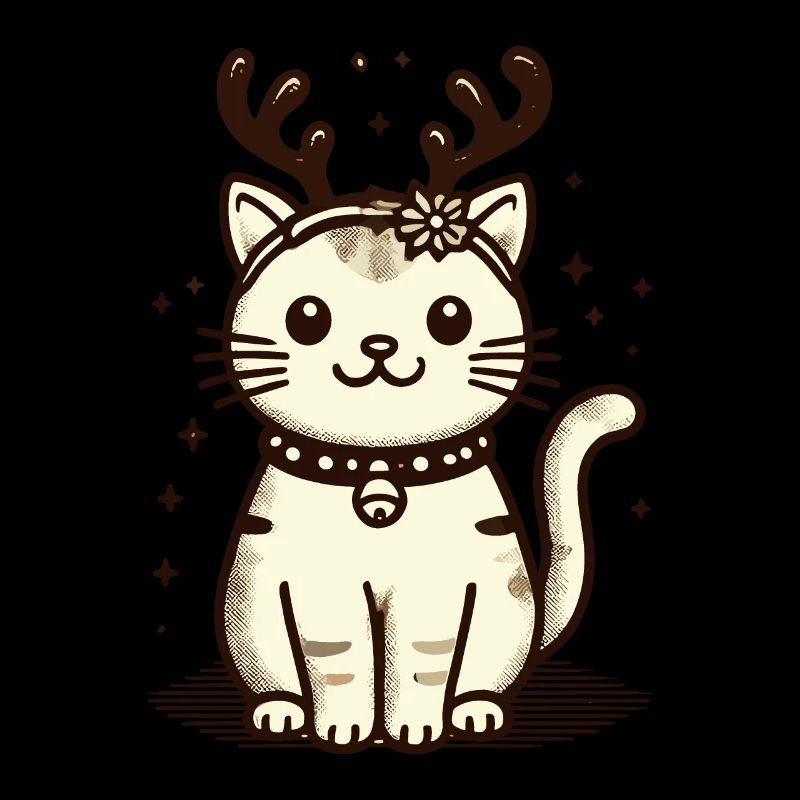 Chat de Noël avec des bois de renne