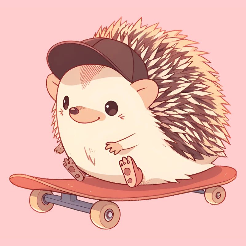 Cute hedgehog skating