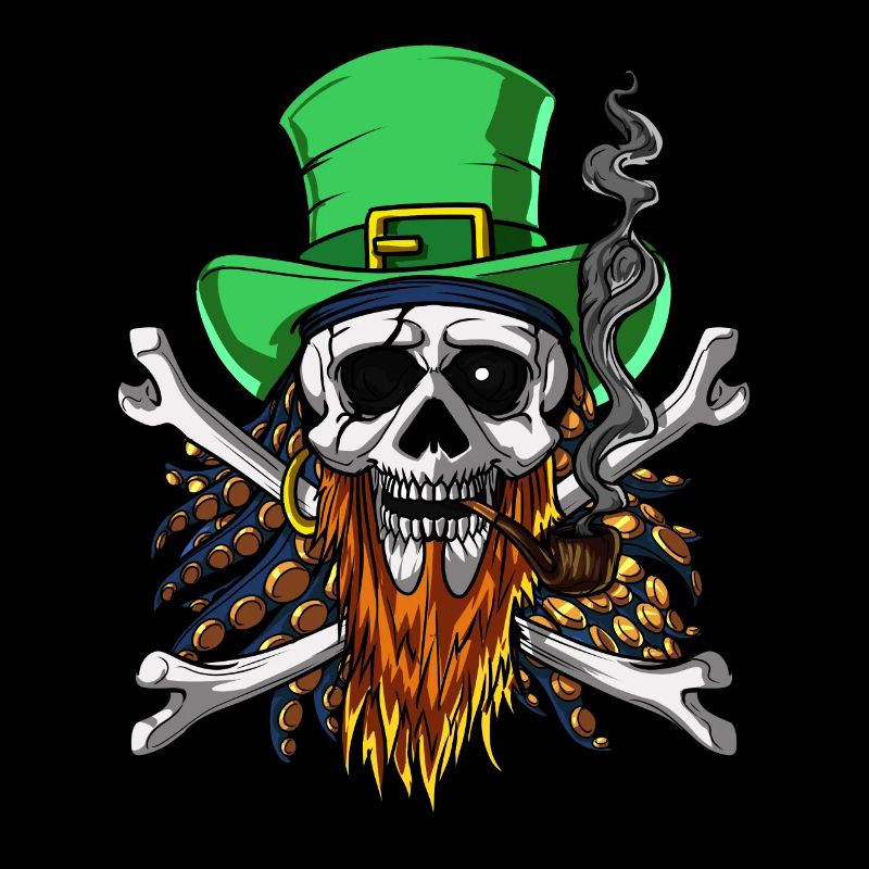 Pirate Skull Irish Leprechaun Crossbones