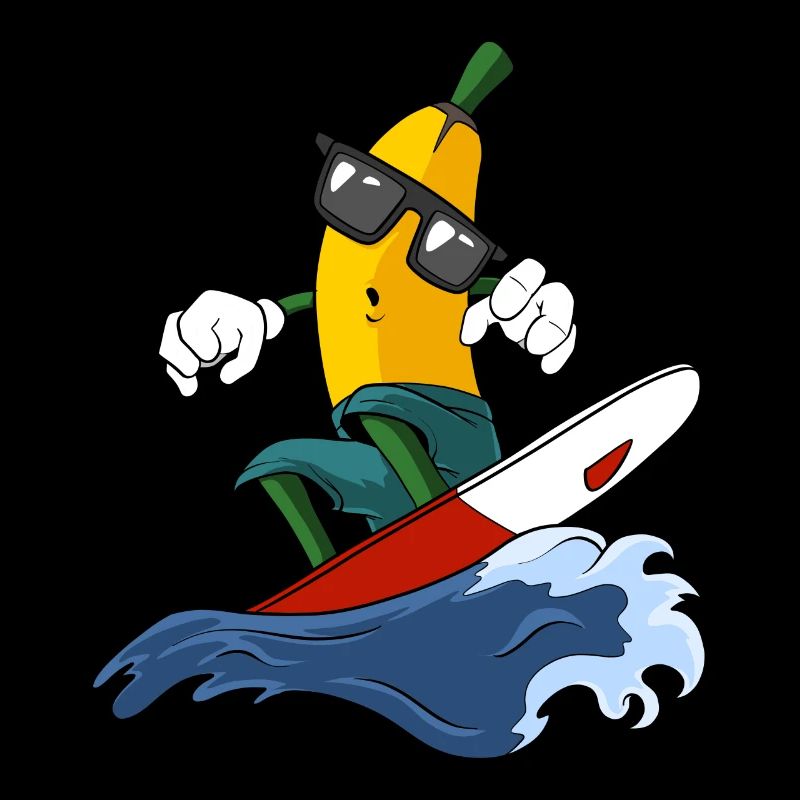 Coole Banane als Surfer