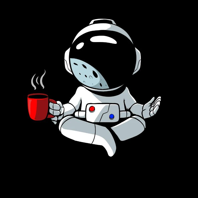 Astronaut entspannt bei einer Tasse Kaffee