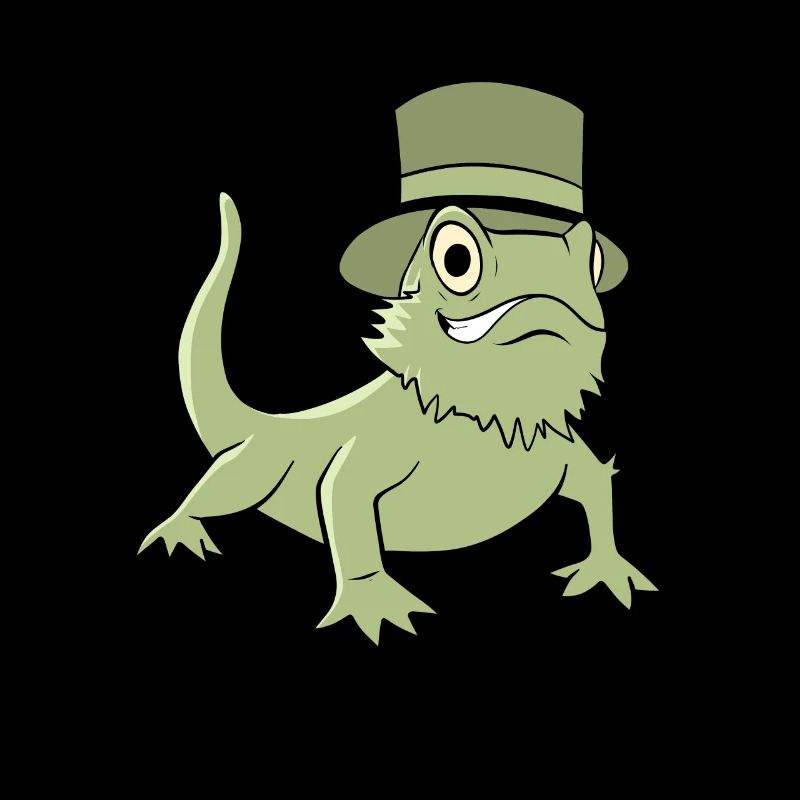 Bearded Dragons - Lizard with cylinder hat