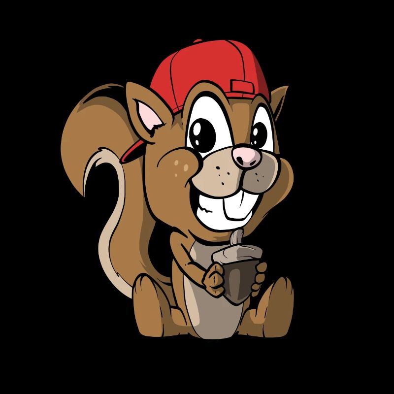 Cute squirrel with hazelnut