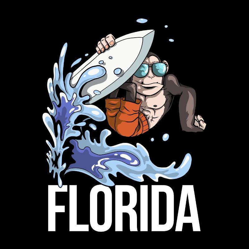 Florida monkey on surfboard USA America
