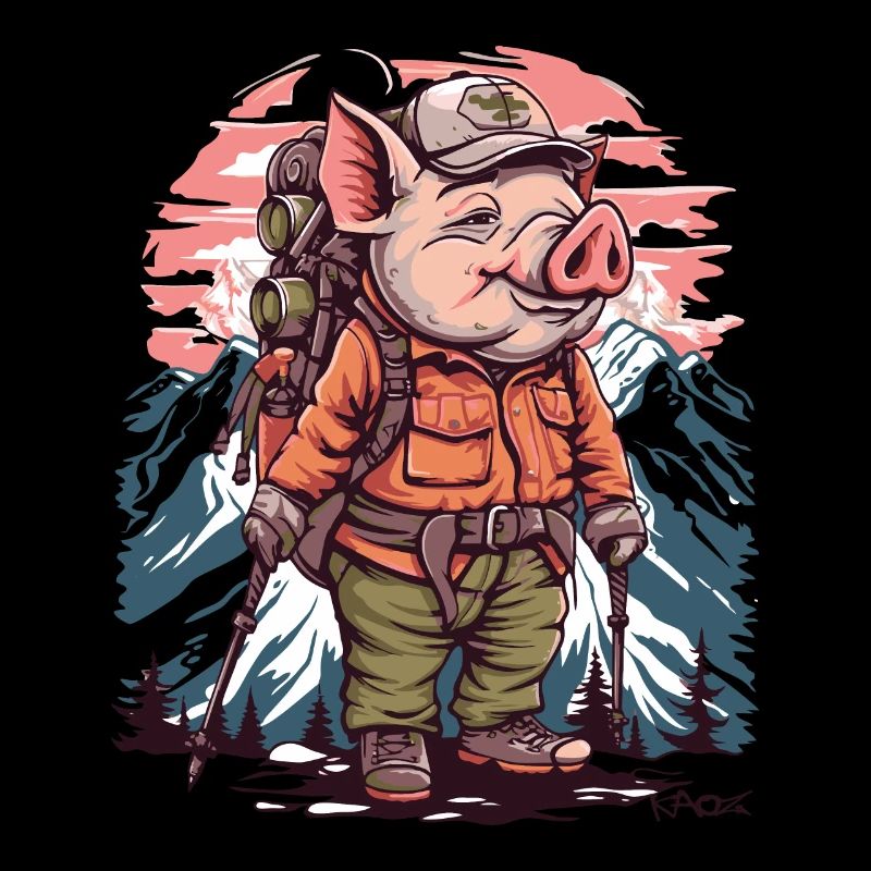 Nordic Wandern Wanderer Schwein