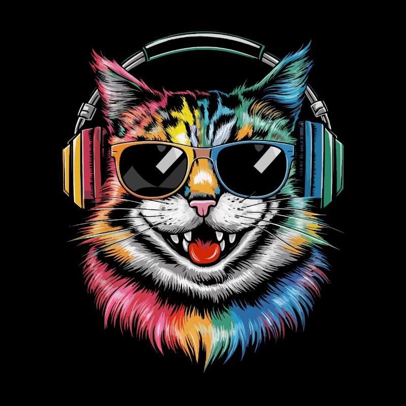 Bunte Katze Sonnenbrille Kopfhörer