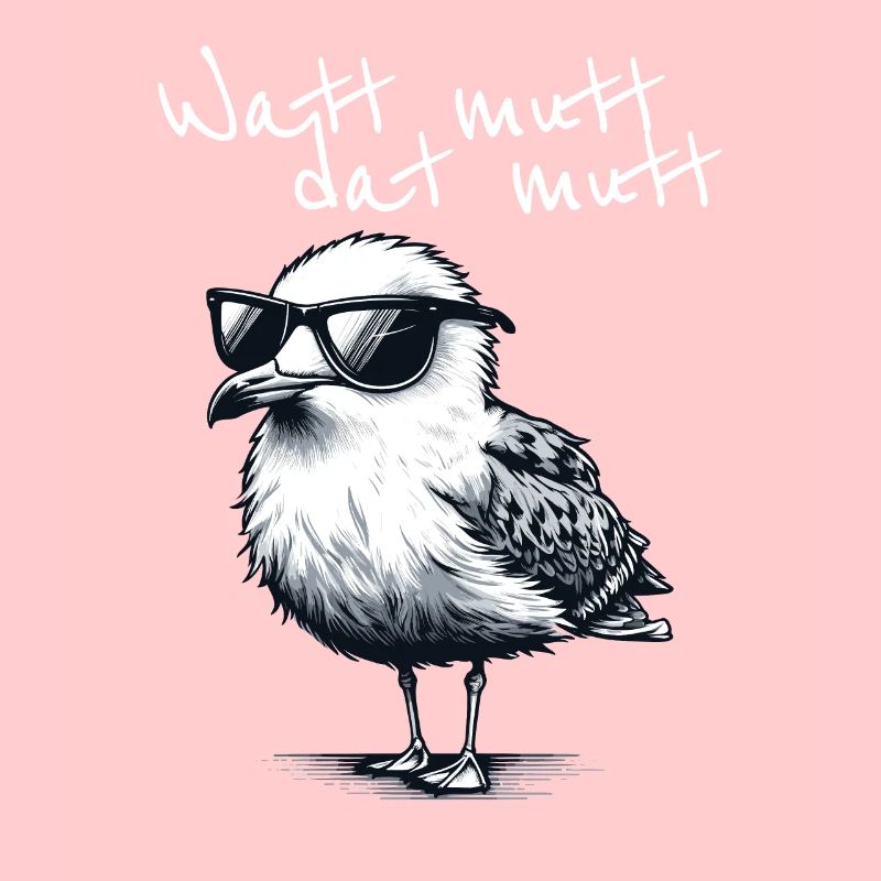 Watt mutt dat mutt Coole Möwe Nordsee Spruch