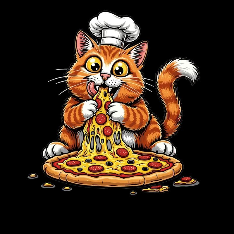 Drôle de chat mangeant de la pizza