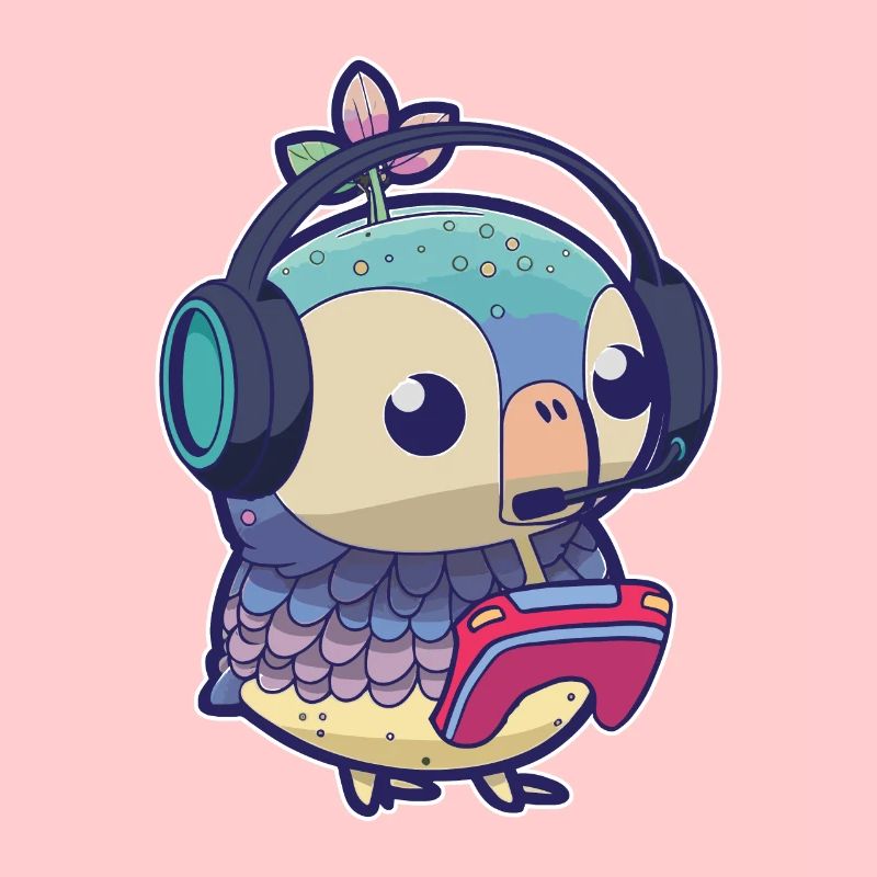 Spielen Sie Controller Gaming -Eule Mit Kopfhörern