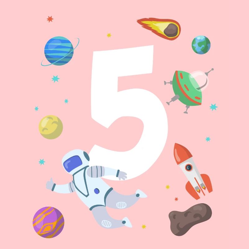 5ème anniversaire astronaute fusée 5 ans de l’espace