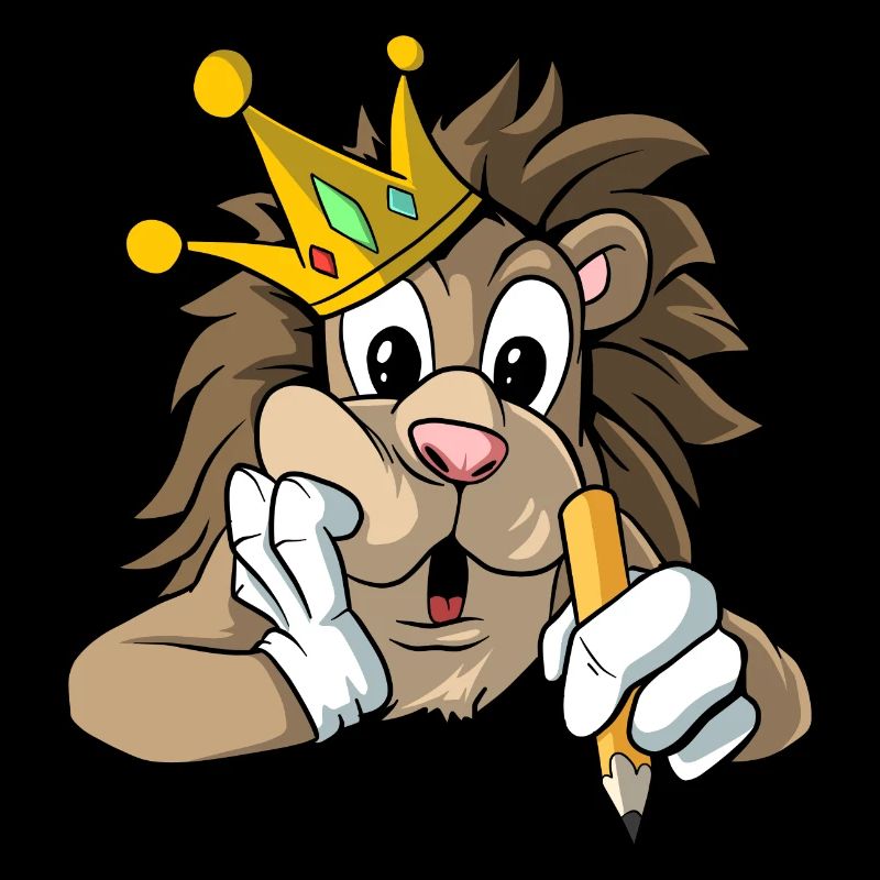 Löwe mit Krone und Bleistift