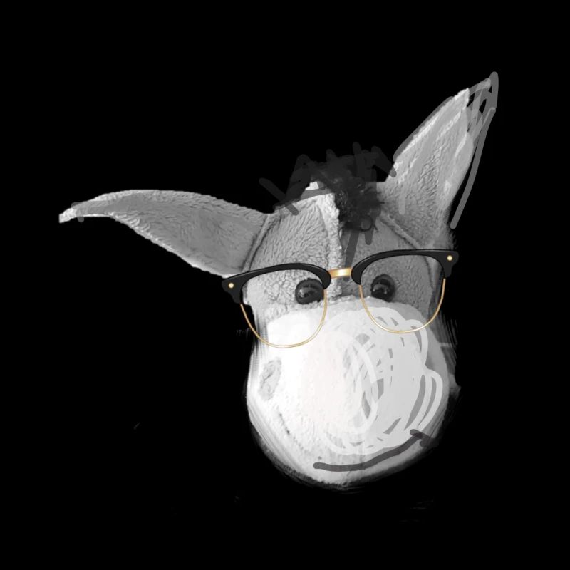 Âne, Dessin, nerdbrille, rétro, vintage