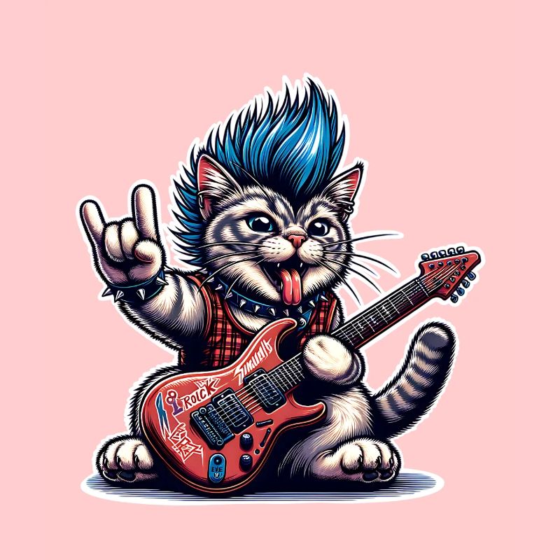 Katze Rock and Roll Gitarrist
