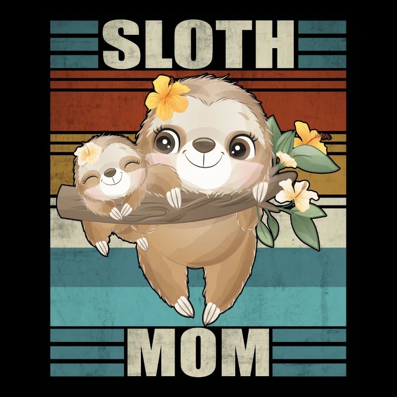 Faultier Mama Blumen Muttertag Faultier Liebe