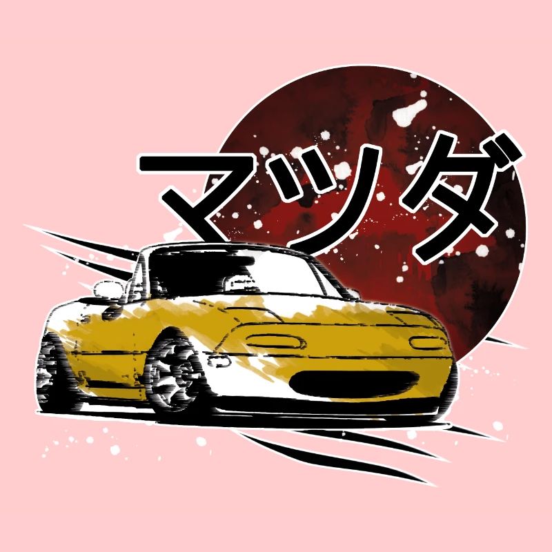 Japanese car Miata Mx5 yellow red