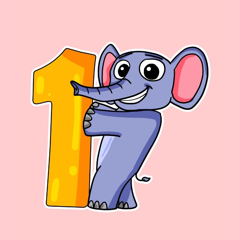 1 Jahr alt - Einschulung - Elefant Motiv