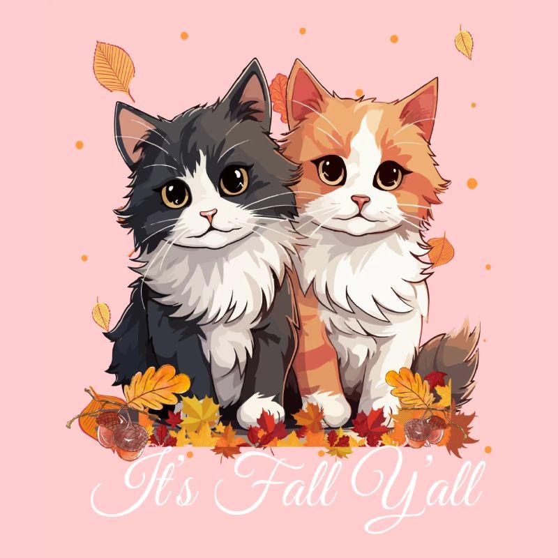 It's Fall Y'all Automne Chaton Feuilles