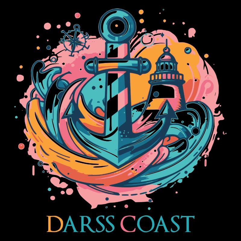 DarssCoast - Wellen Leuchtturm Anker Grafik