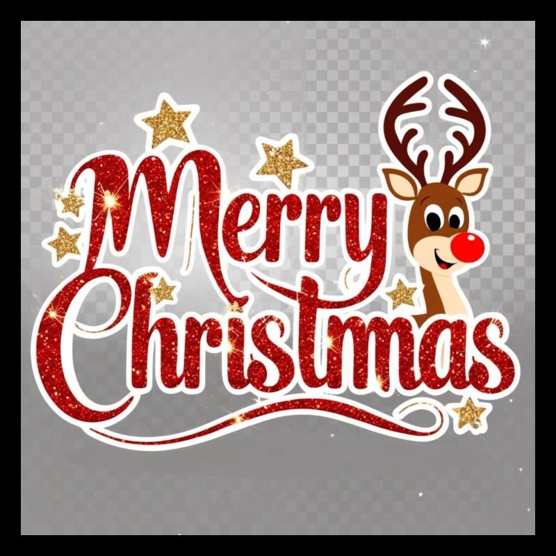 Merry Christmas Reindeer Glitter Script