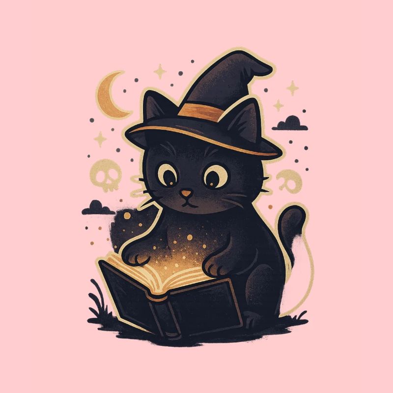 Spukkatze liest Magiebuch