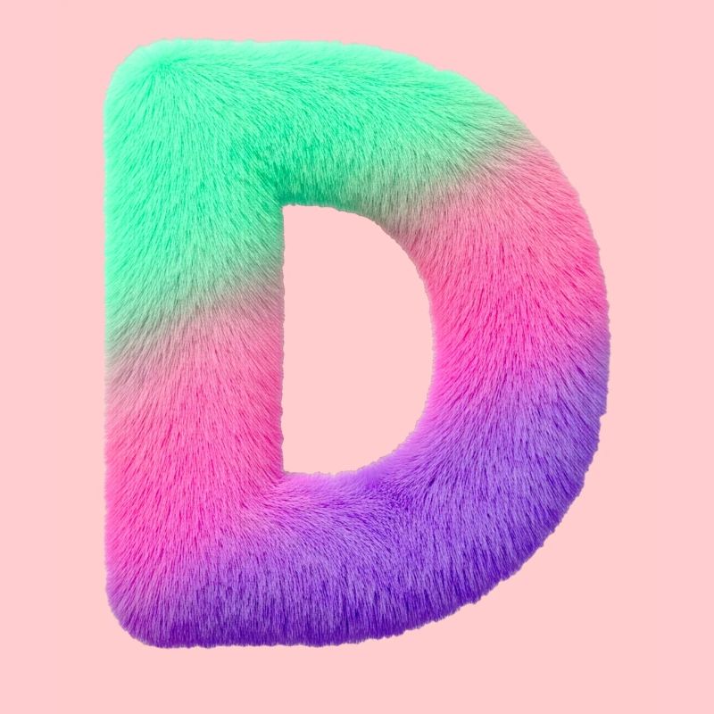 D - Buchstabe in Fell Optik u. Farbverlauf