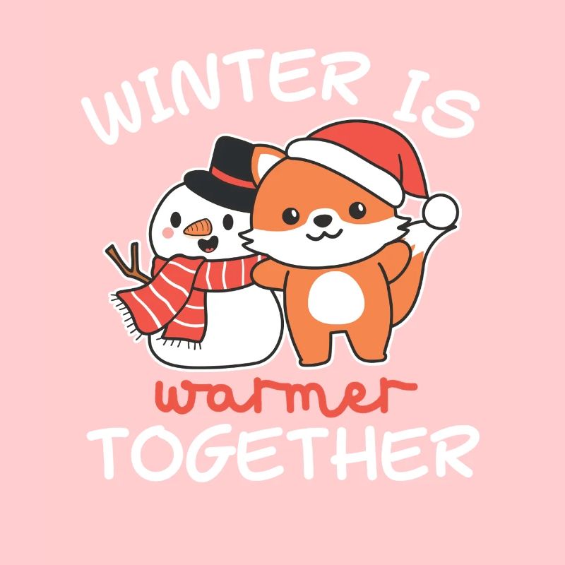 Fox Winter is warmer together Snowman
