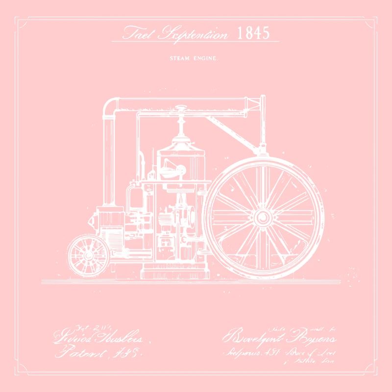 Vintage Steam Engine Blueprint