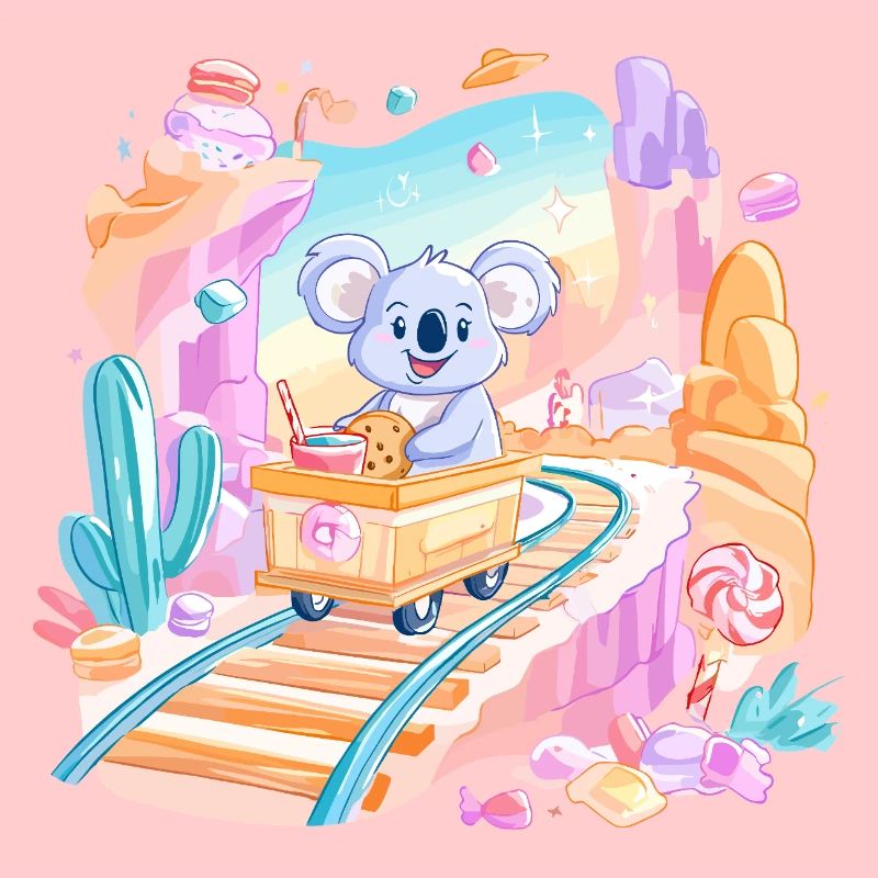 Koala sur le train de bonbons