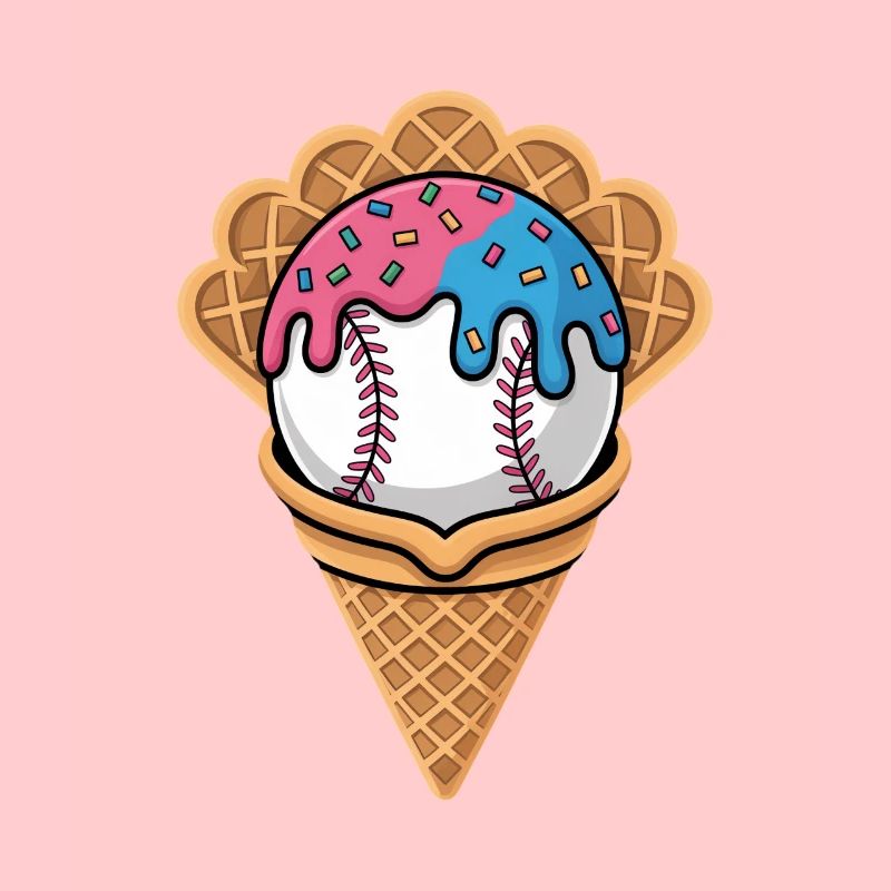 Baseball Eiscreme In Waffel Mit Streuseln