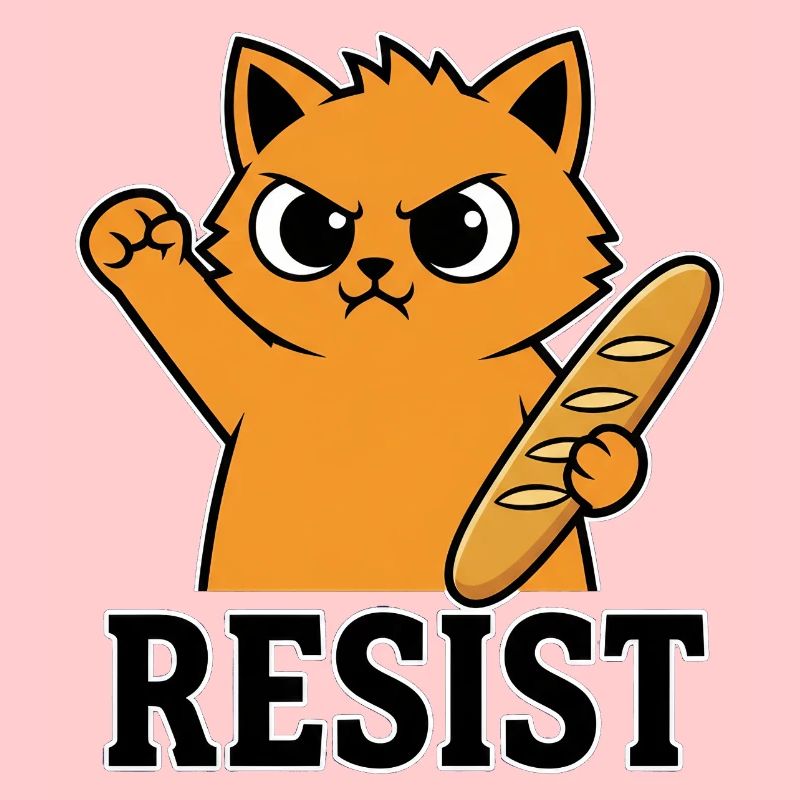 Resist Katze mit Baguette Lustiger Protest