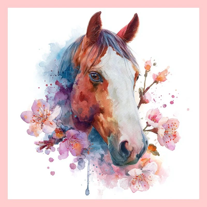 Portrait aquarelle de la fleur de cheval