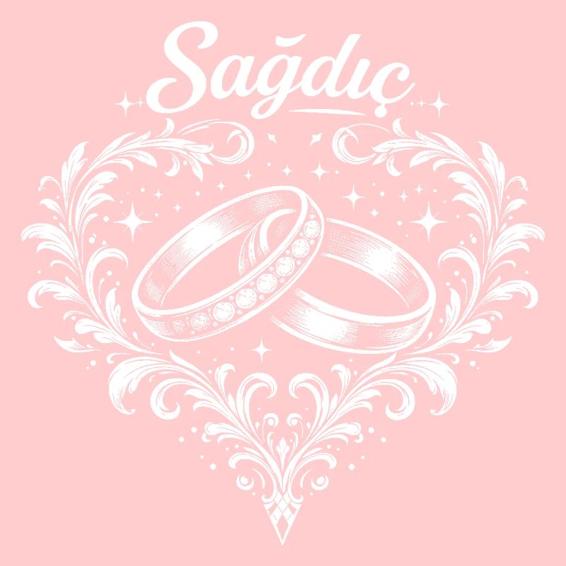 Rings in a floral heart frame