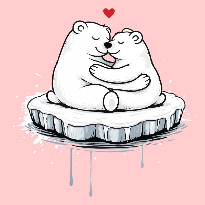 Zwei kuschelnde Eisbären auf Eisscholle 