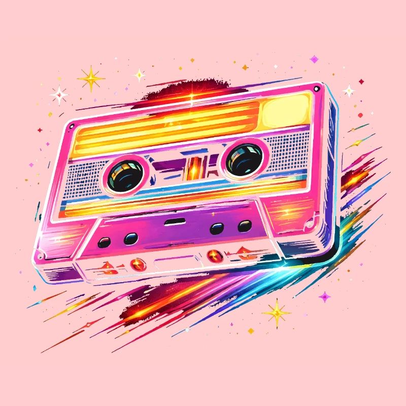 Retro Kassette Neon 80er Stil