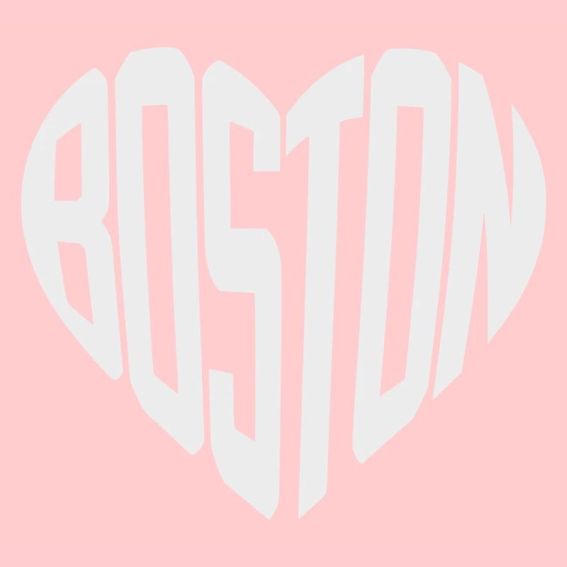 Boston Heart Typo Print