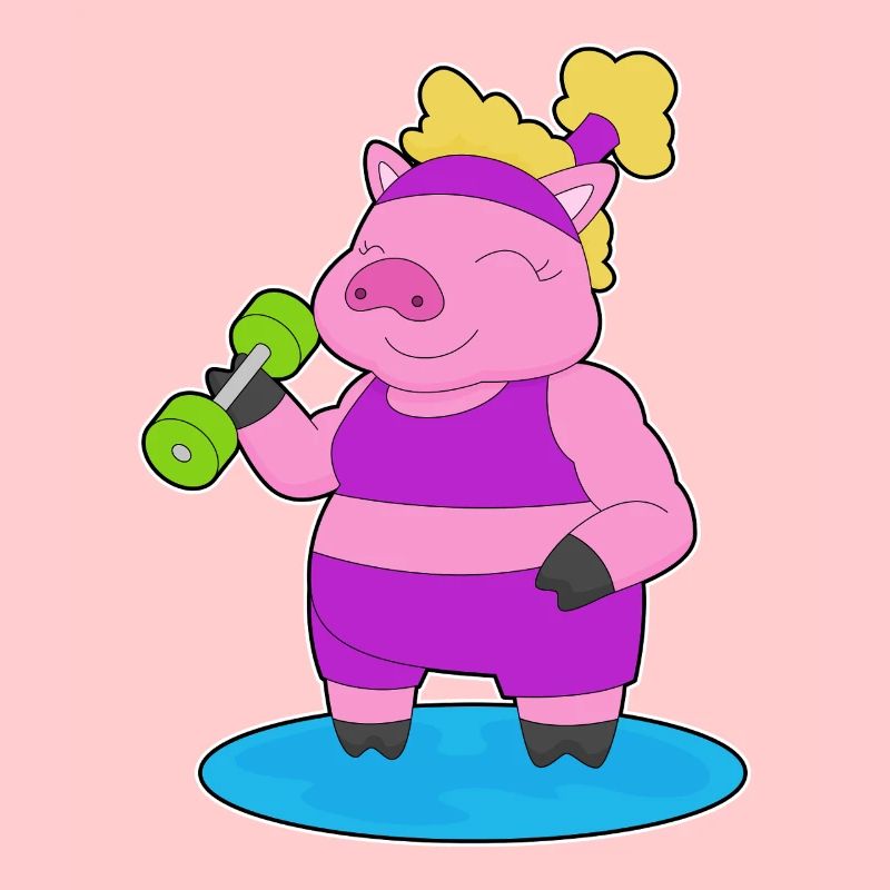 Bodybuilder cochon avec haltères